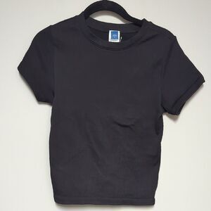 Old Navy Women's Ribbed Black Short Sleeve Tee